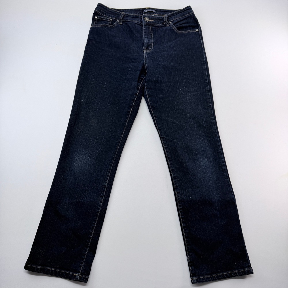Bandolino Mandie Jeans Womens 10 Dark Blue Straight Leg Stretch Denim Pants